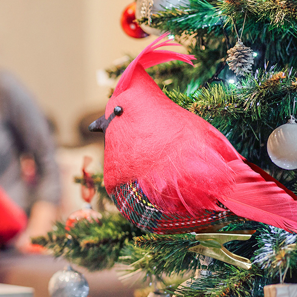 Simulated feather red Christmas decorations