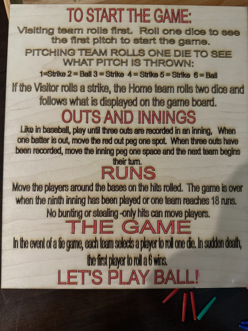 Tabletop Baseball Game