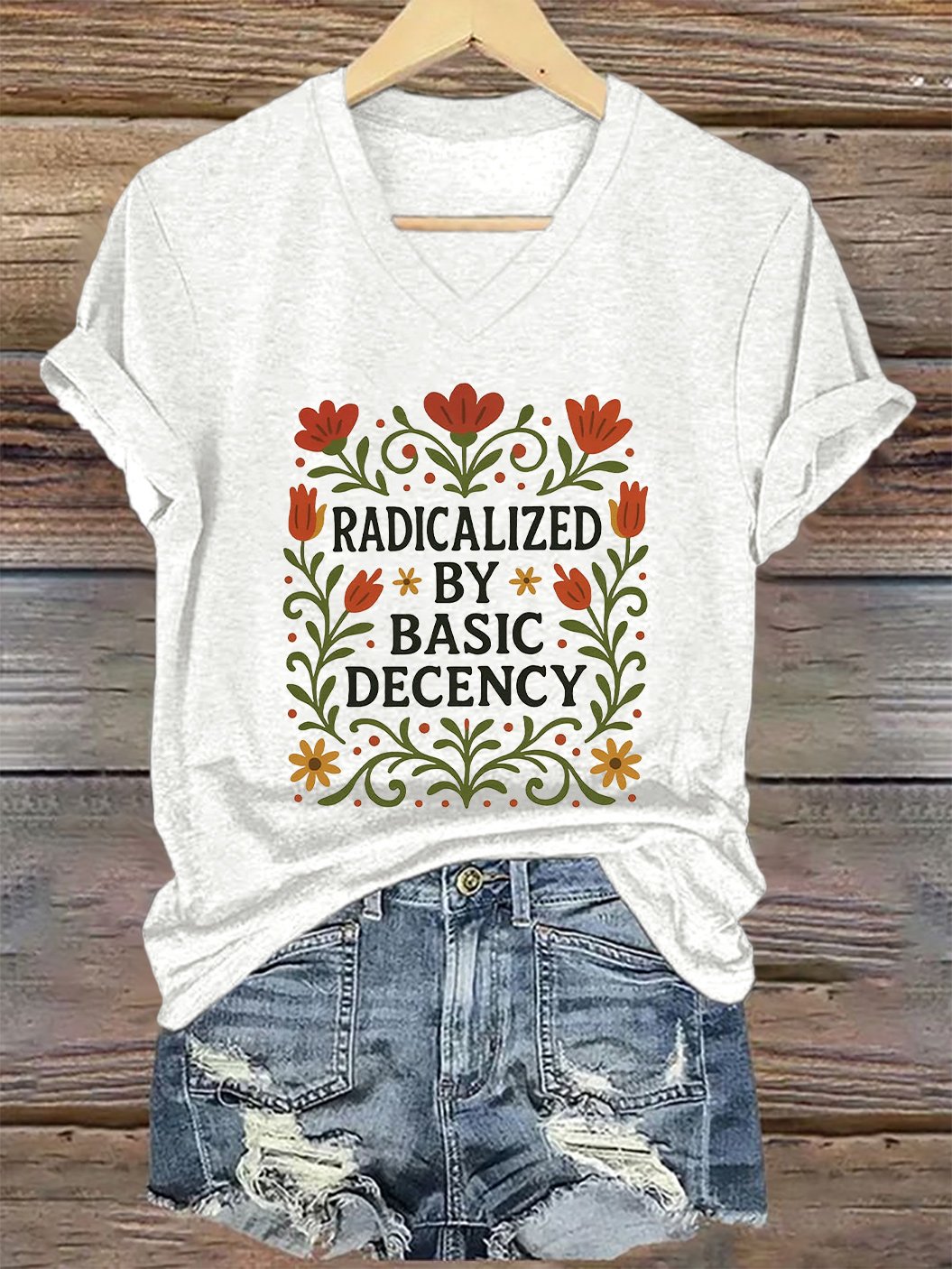 Women's casual floral Rejection of the King since T-shirt