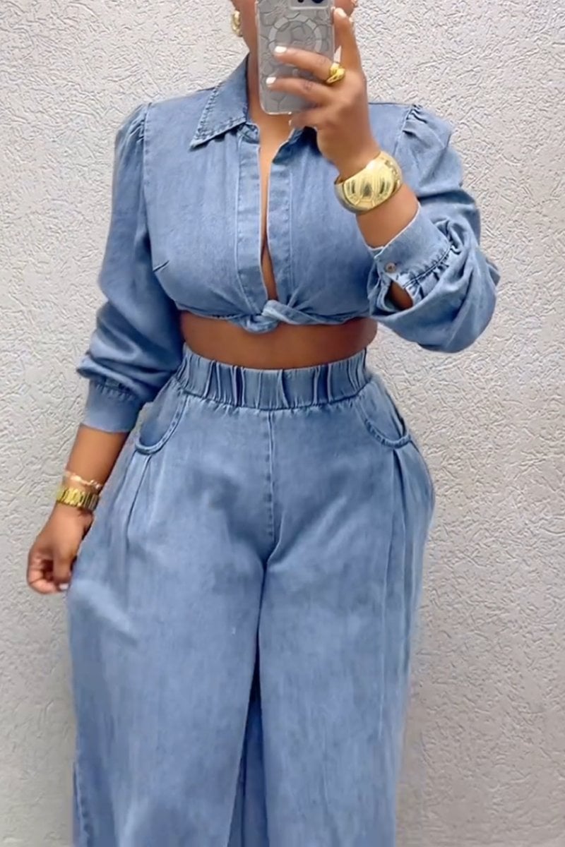 Women's Chic Kink Long Sleeve Top And Pants Suit
