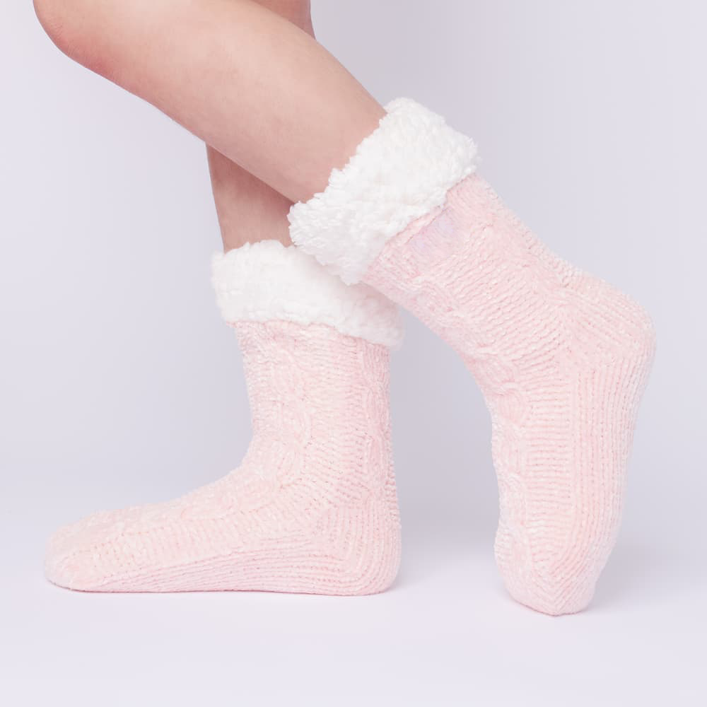 Women Fleece-Lined Non-Slip Thermal Slippers Socks