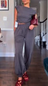 Women's Round Neck Top+ankle Pants Casual Set