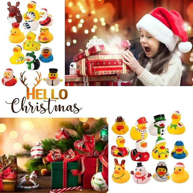 🌲24 Pcs Countdown Christmas Rubber Ducks Advent Calendar