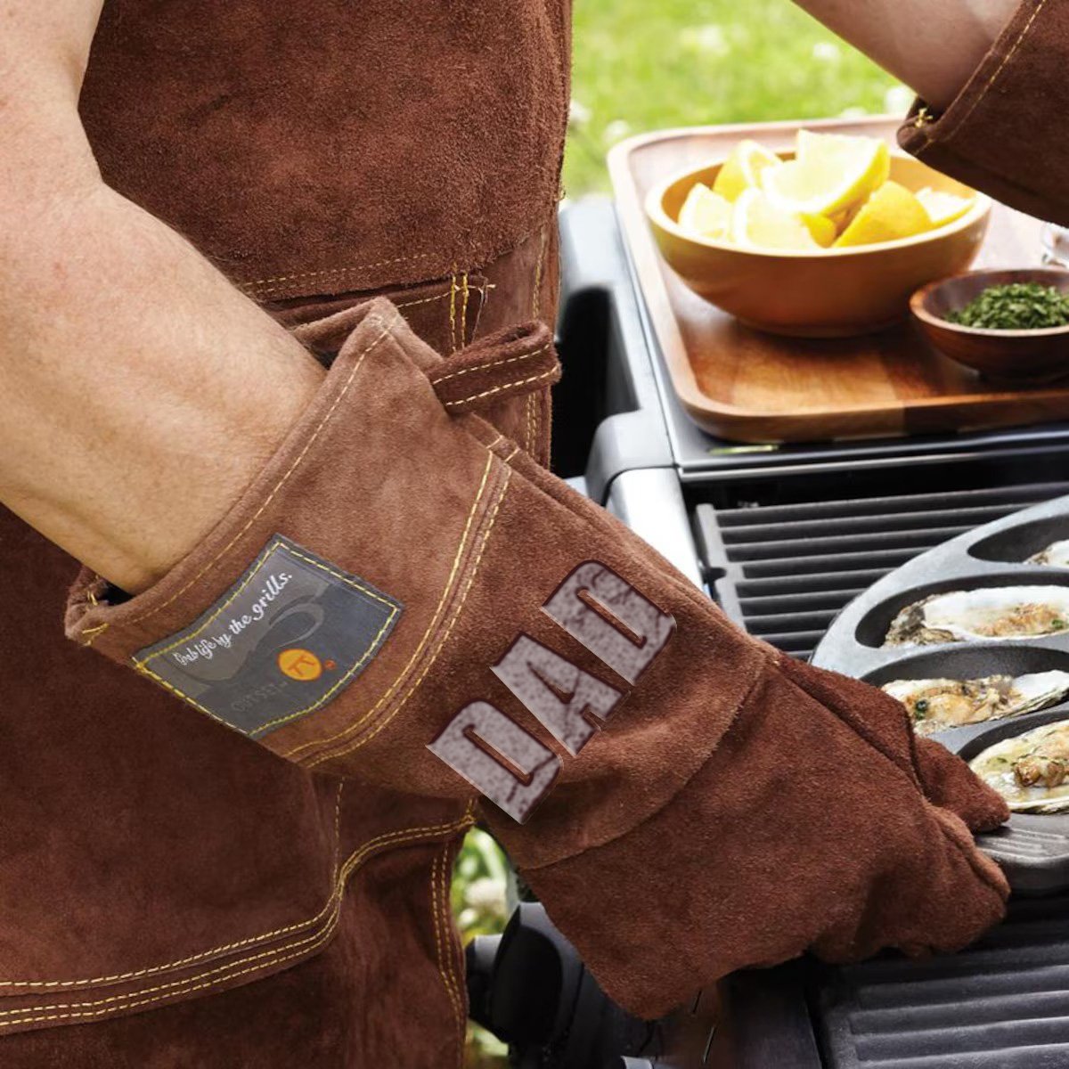 🔥Father's Day Sale 50% OFF - Handmade DAD Leather Grilling Gloves