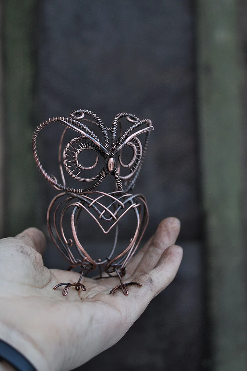 🦉Owl Sculpture - Real wire wrapped Metal owl