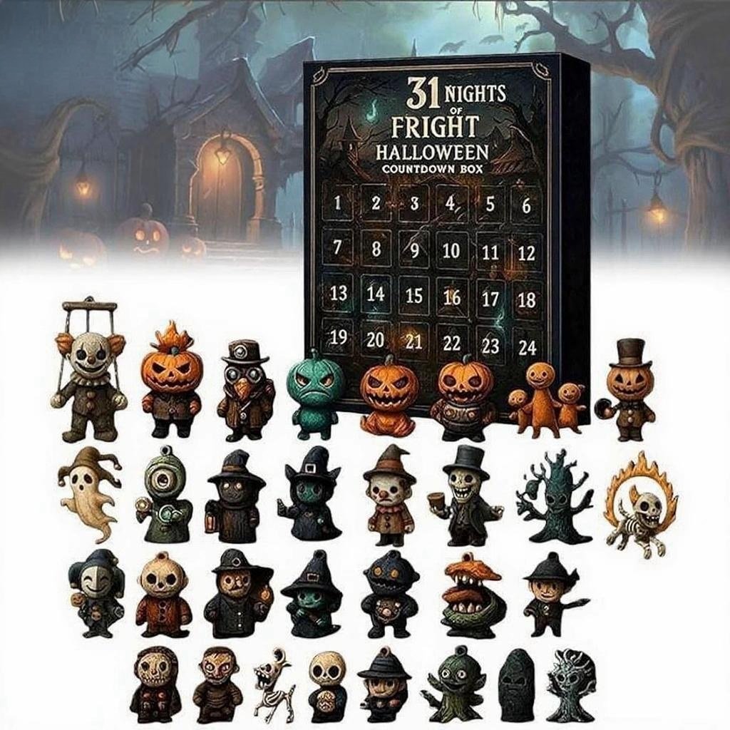 🔥Letzter Tag Verkauf 49% Rabatt🎃31 Nächte voller Schrecken – Halloween Countdown Box mit Figuren