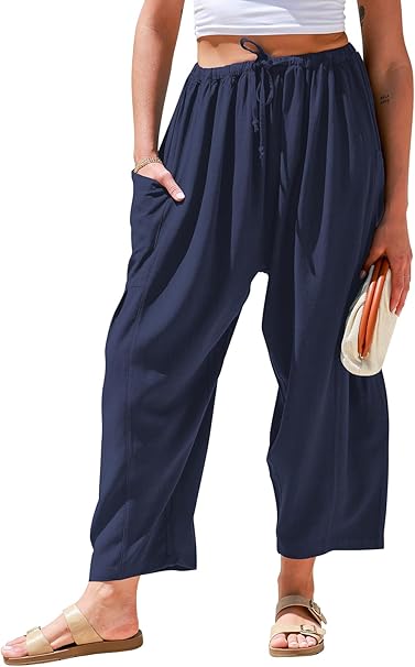 🎁 Letzter Tag Aktion 50% RABATT– Damen Leinenhose mit weitem Bein und Taschen