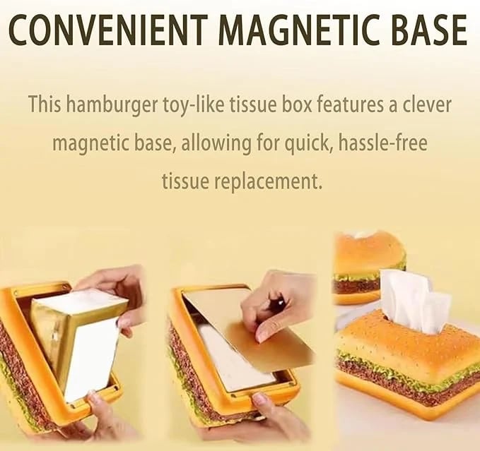 🔥Last Day Promotion - 60% OFF🎁🍔Funny Hamburger Magnetic Tissue Box📦