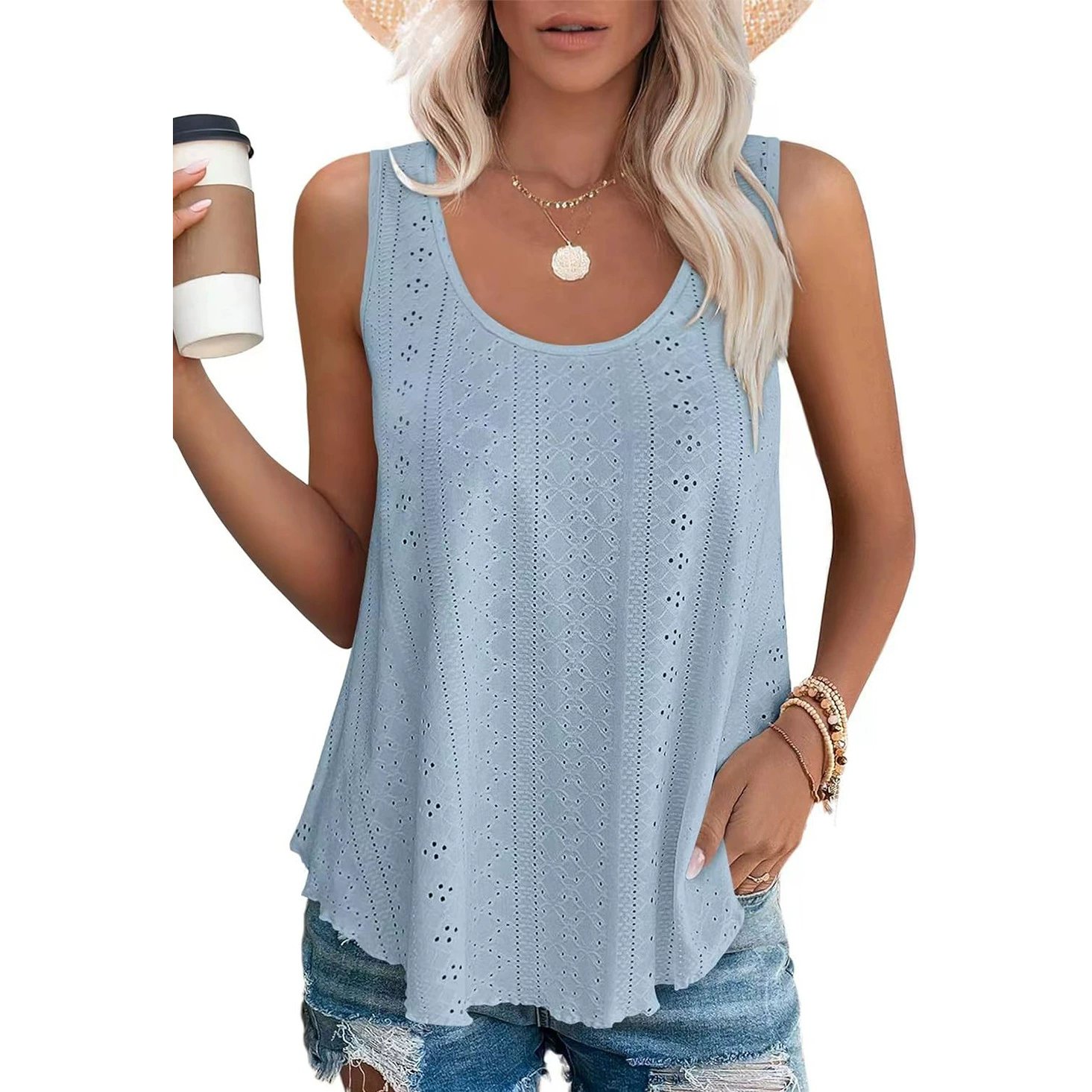 🔥Heißer Verkauf 70% Rabatt🔥Women's Vest ärmellos Rundhalsausschnitt Casual Sommer