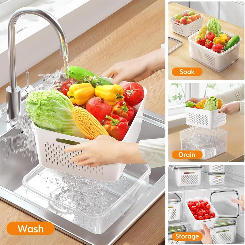 💖Mother's Day Sale 49% OFF🔥Household transparent plastic food storage box-Including drain basket💧