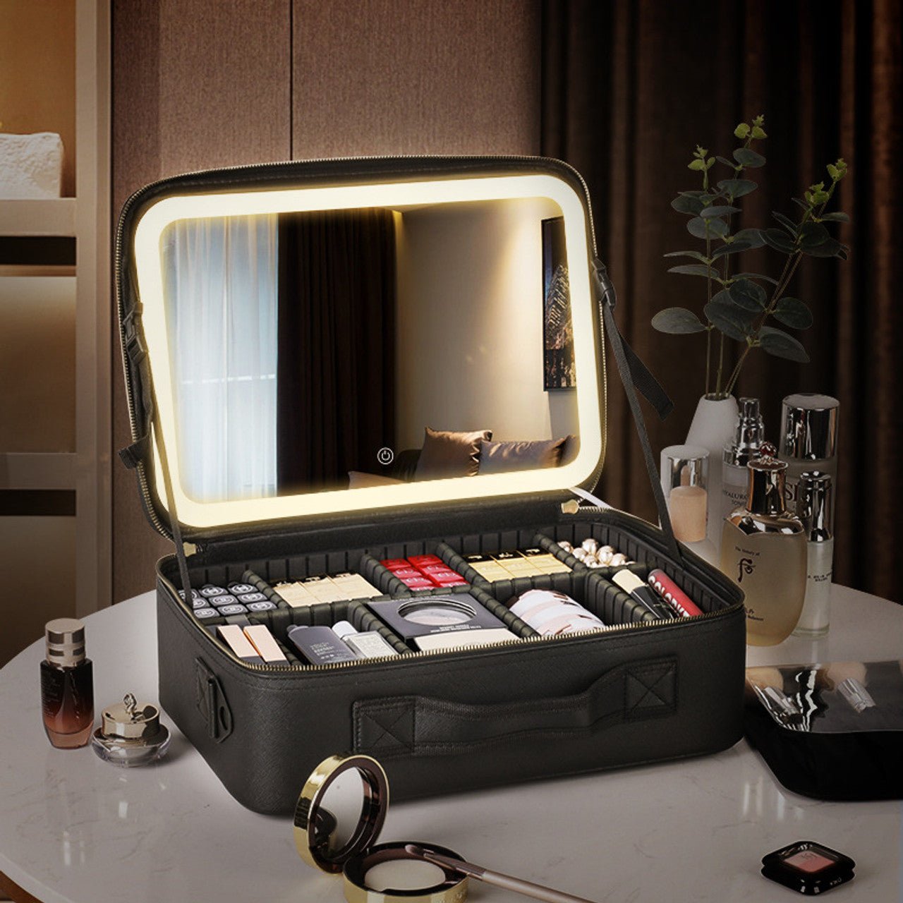 (🔥Last Day Promotion 50% OFF) Makeup bag with LED Mirror - Buy 2 Get Extra 10% OFF & Free Shipping