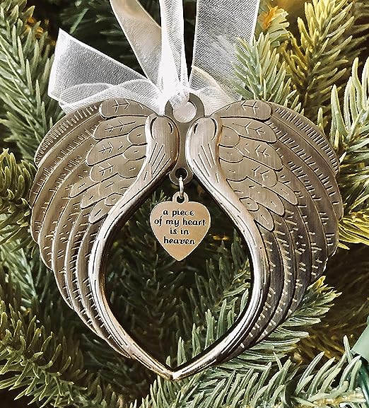 Christmas Memorial Angel Wing Shape Pendant Christmas Tree Ornament