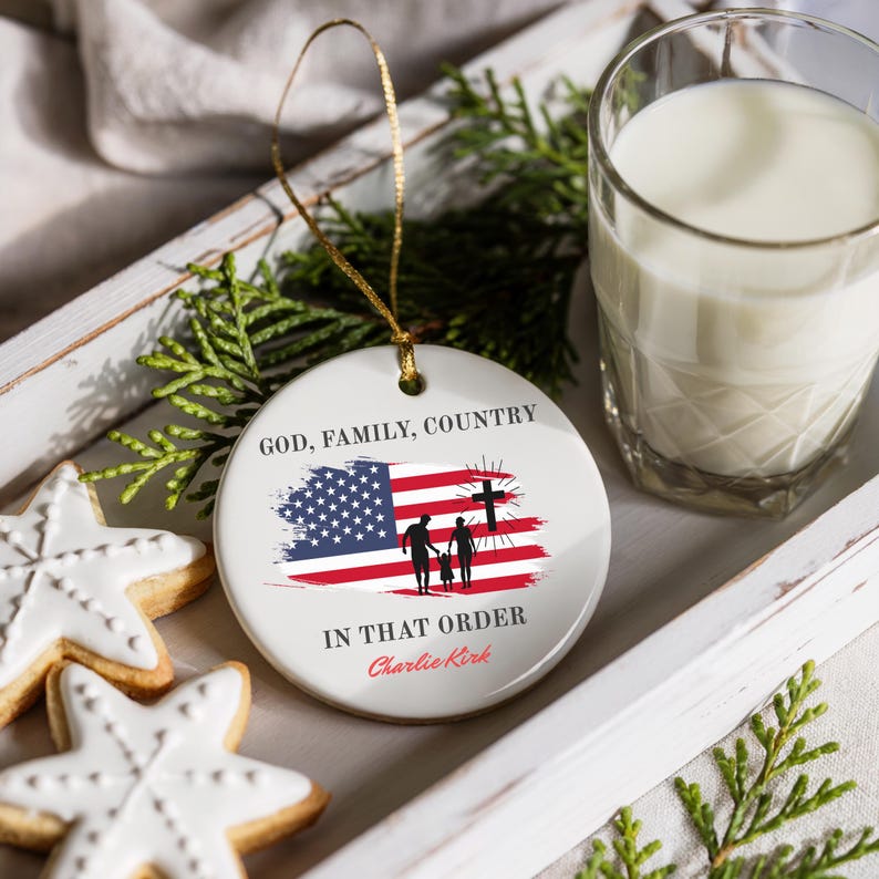 💙Charlie Kirk Quote Memorial Ornament: God Family Country