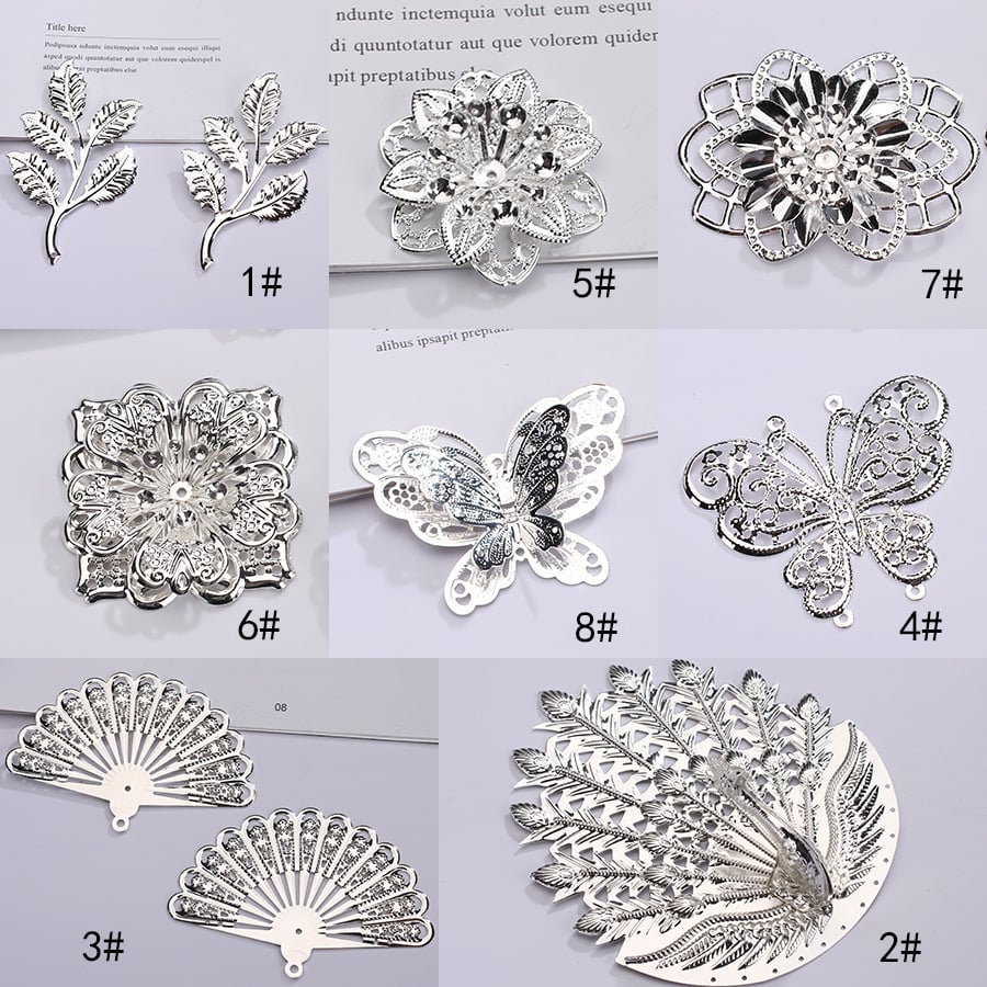 Metal hollowed-out iron flower leaf butterfly silver handcrafted ancient style costume, bridal headwear for girls, ethnic style, lamp decoration1