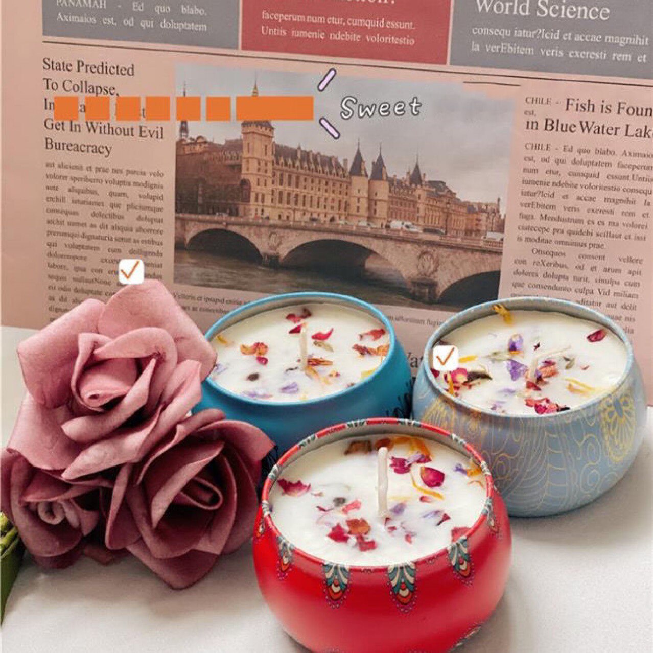 Natural Soy Wax Aromatherapy Candles With Dried Flowers