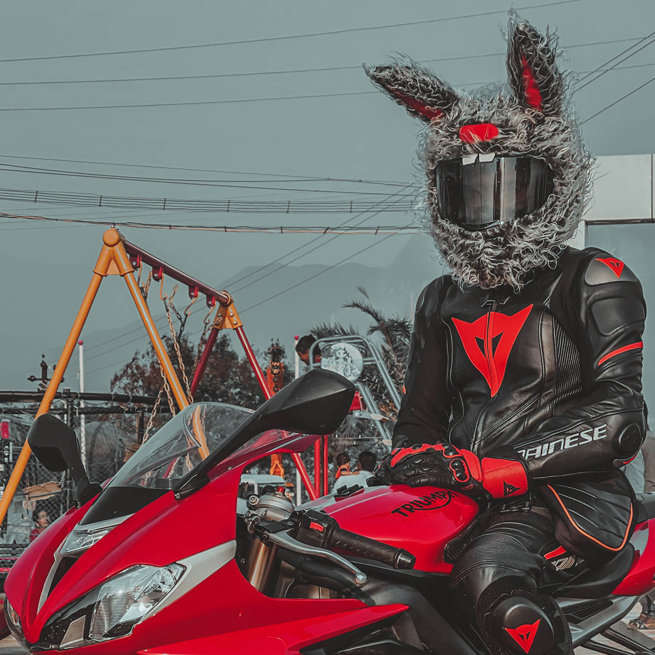 🔥Hot Sale😈Evil Rabbit🐰-Motorcycle Helmet Cover