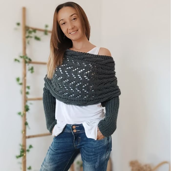 🎁Letzter Tag 49 % Rabatt🔥Gestrickter Zopfmuster-Umhang, Bolero für Damen