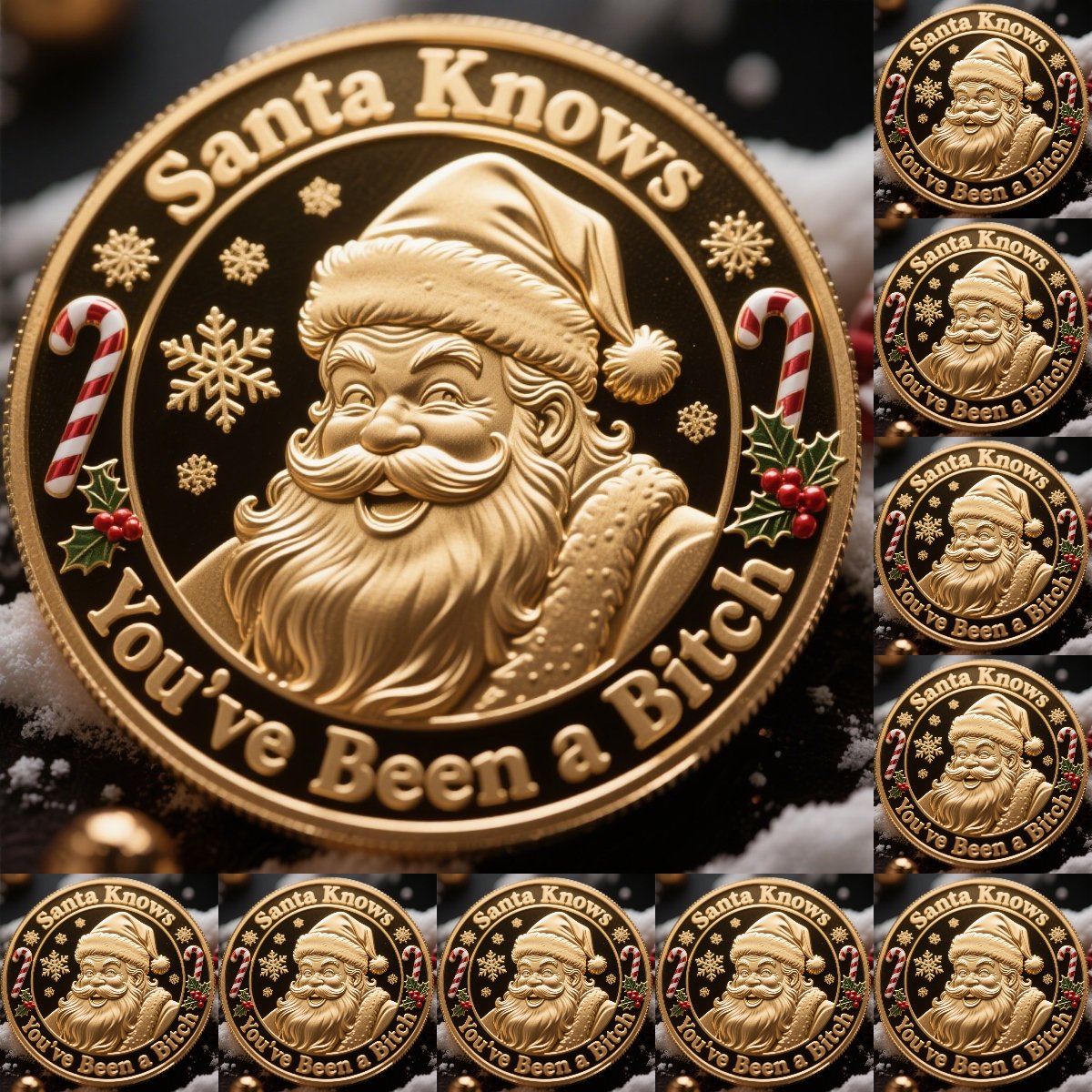 🎅Santa Knows You’ve Been a Bitch Coin – Funny Christmas Gift