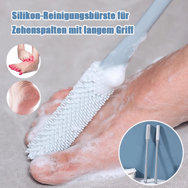 🔥(2 STÜCK/SET) Silikon-Zehenspalt-Reinigungsbürste mit langem Griff und Peelingbürste