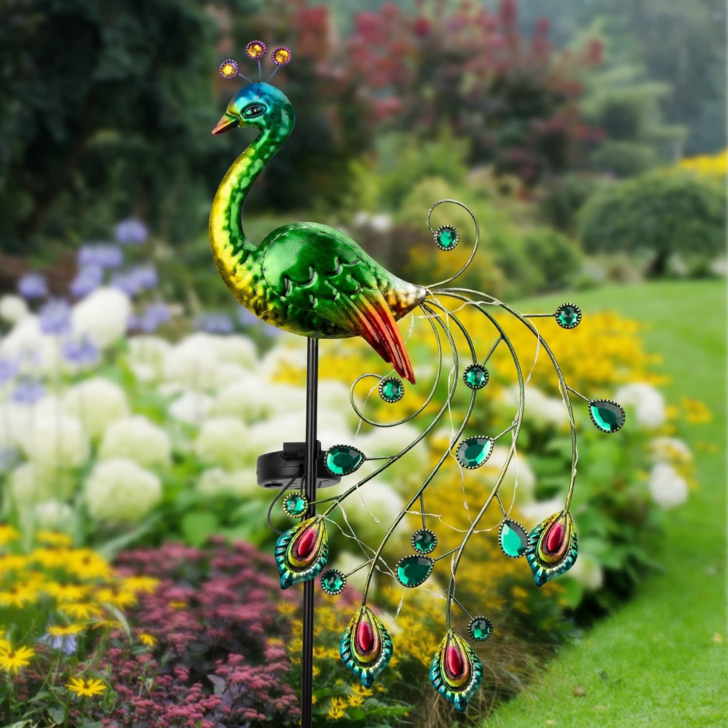 Glintoper Solar Garden Lights, 39 Inch Height Outdoor Metal Peacock Decorative Garden Stakes-Buy 2 Free Shipping