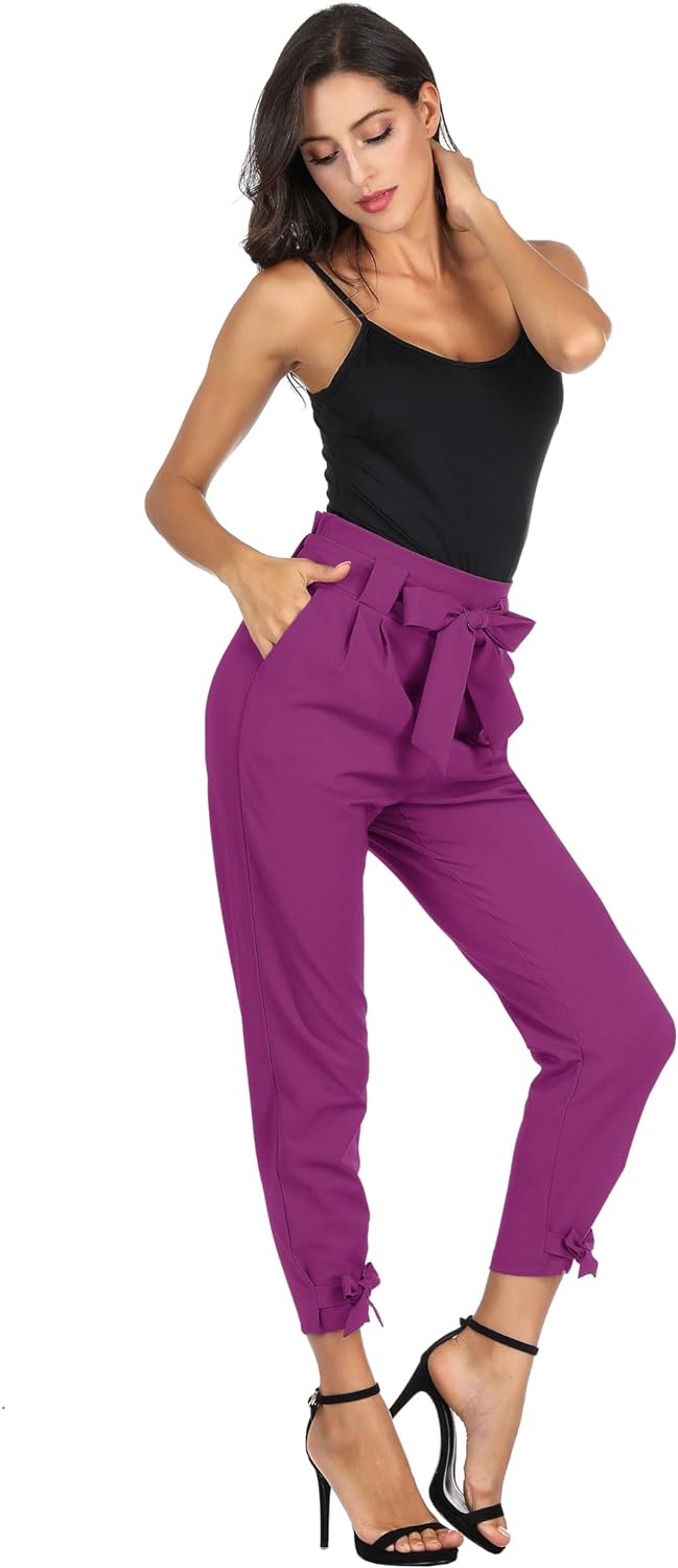 GRACE KARIN Womens Casual High Waist Pencil Pants with Bow-Knot Pockets for Work