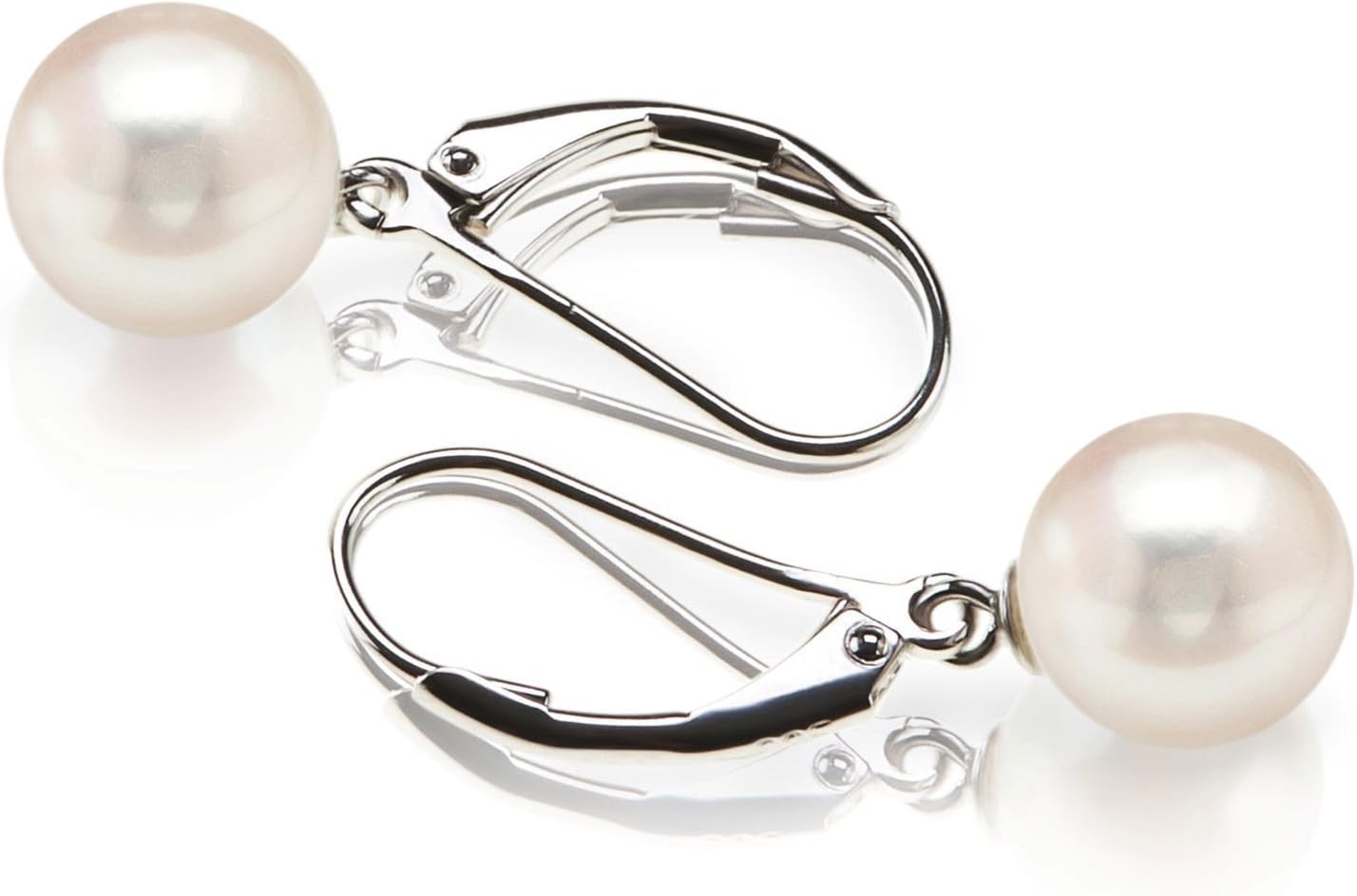 PAVOI Sterling Silver Simulated Shell Pearl Earrings Leverback Dangle Studs