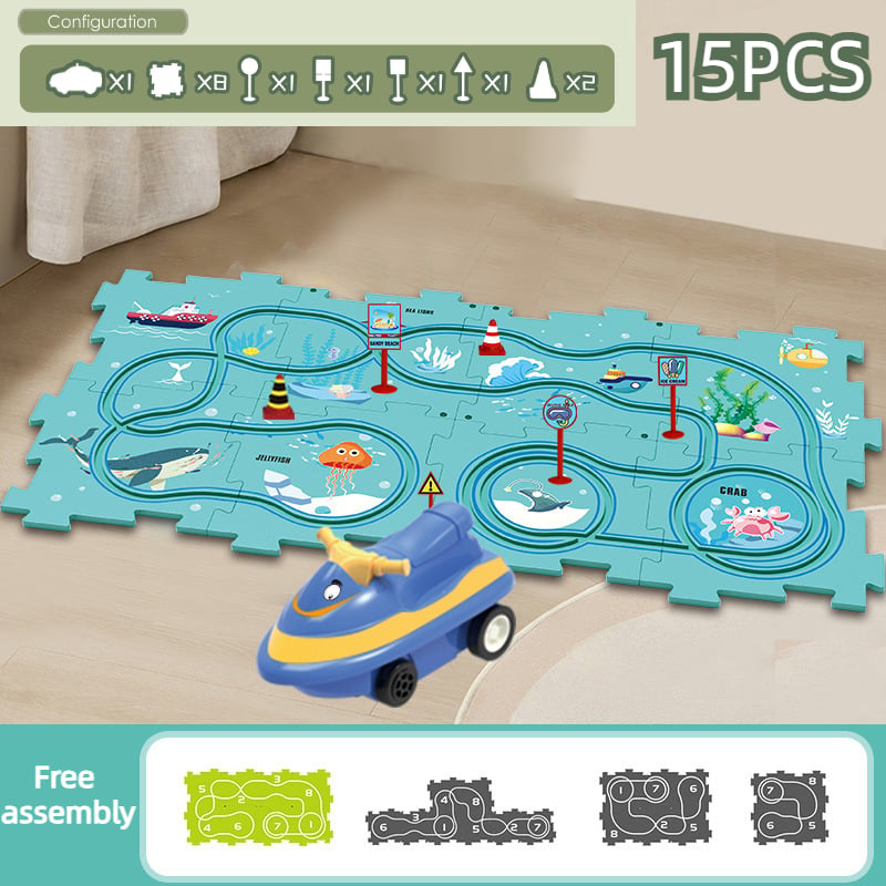 🎅Xmas Hot Sales - 49% OFF🔥Children's Educational Puzzle Track Car Play Set(Free shipping on 39＄!)(10% off for 2,20% off for 3!)