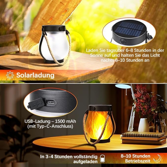 🔥Letzter Tag 50% RABATT- Tanzende Flammen Solarlaterne für den Außenbereich✨