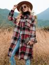 🔥 Last Day Promotion 50% OFF 🔥Women's Plaid Print Button Front Split Long Sleeve Warm Coat