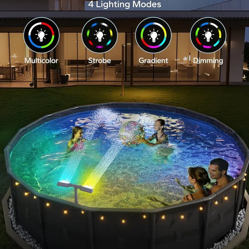 🎁TikTok Last Day Sale - 70% OFF🔥Solar Pool Fountain with Lights Dual Arc - Above/Inground Pool Fountain Lights with Remote Control