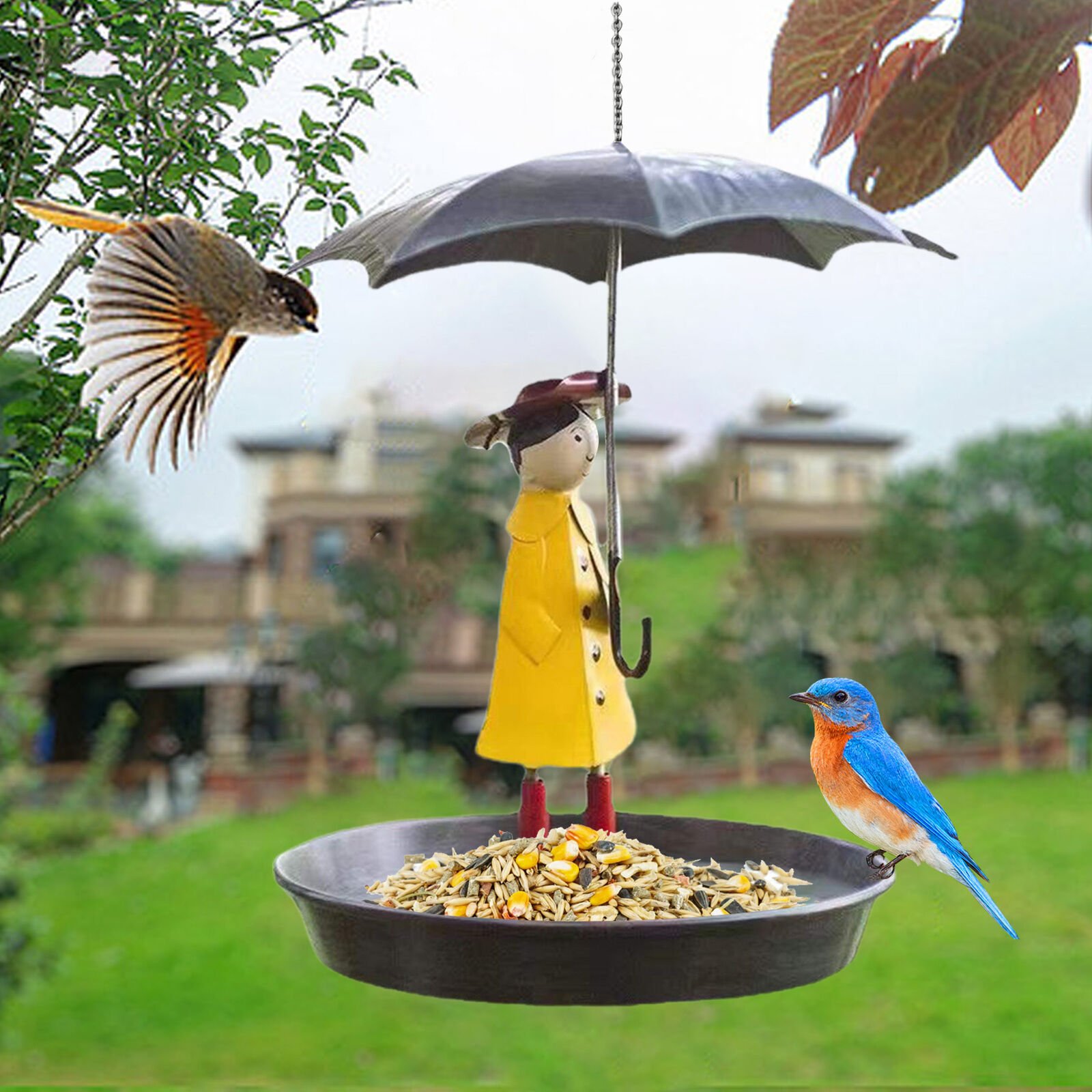 🌈Last Day 70% OFF🎁Hanging Umbrella Girl Bird Feeder Garden Decor☂️