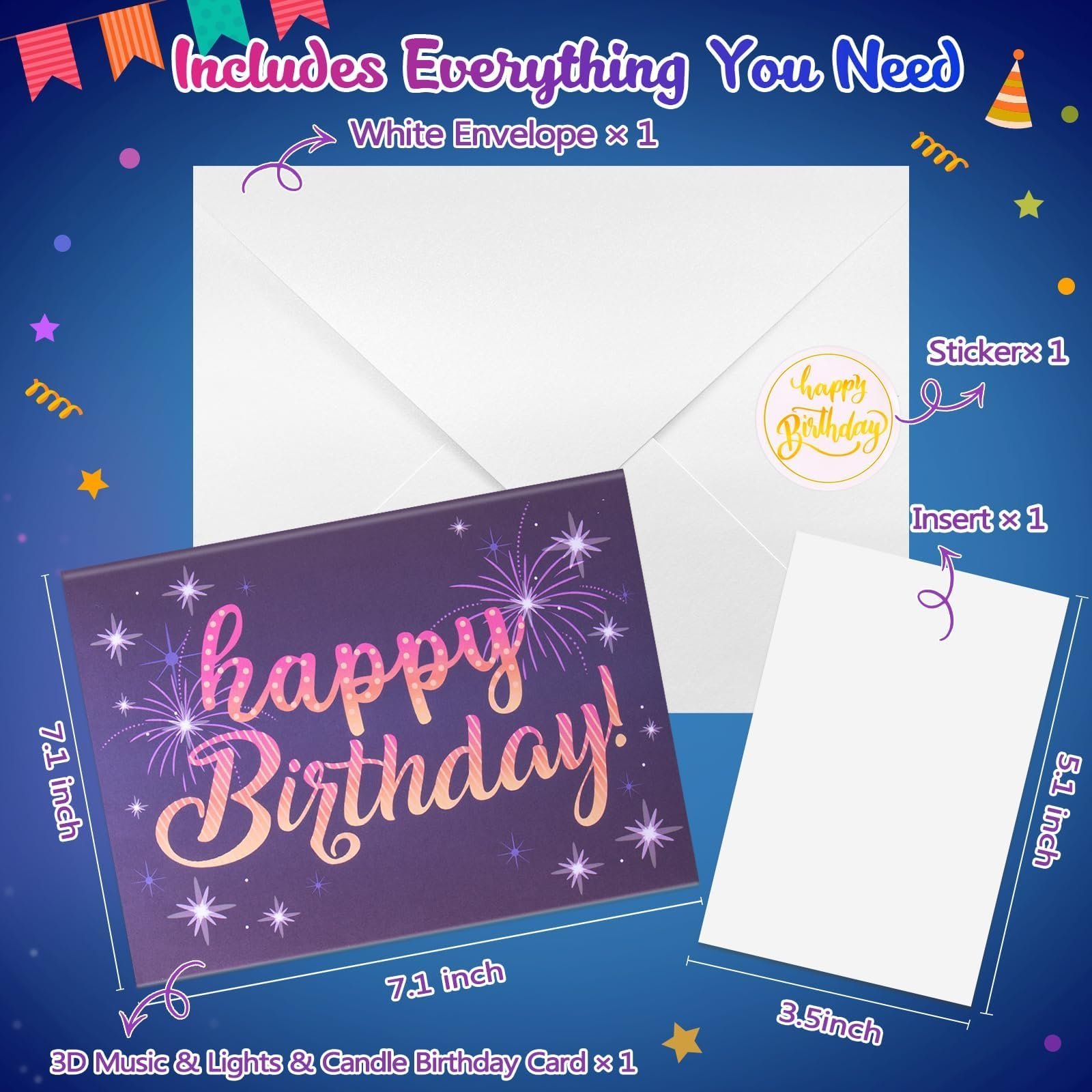 🎁TikTok Last Day Sale - 70% OFF🔥Fireworks Pop Up Cake Light and Music Happy Birthday Card Gift