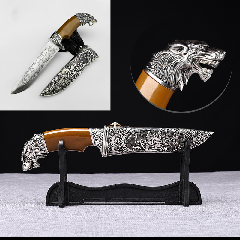 FANTASY ANIMAIL HEAD Pommel Fixed Blade MEDIEVAL DAGGER Collectible