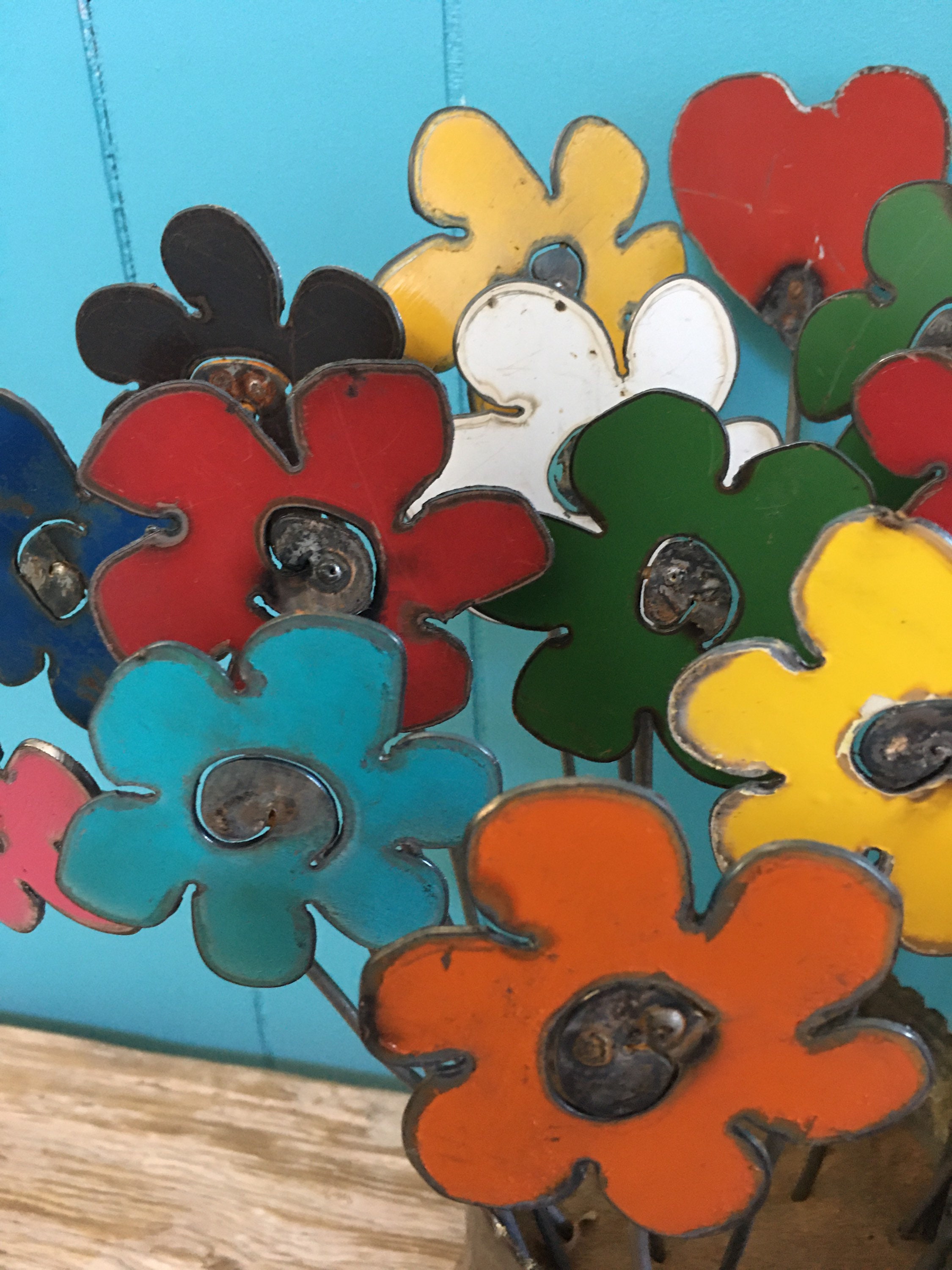 🔥Rustic Repurposed Metal Flowers ,Handcrafted Decorative Garden Art