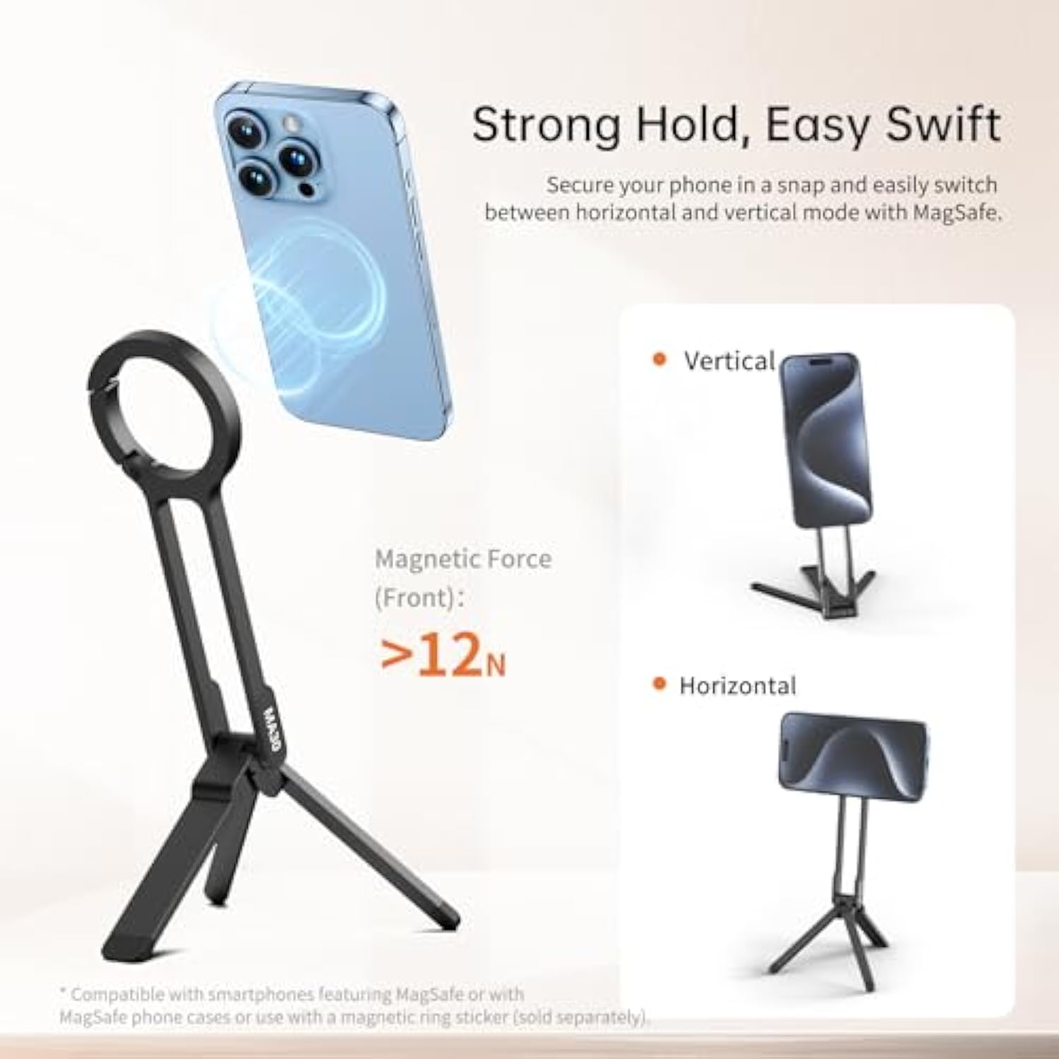 ⏰LAST DAY SALE 50% OFF🔥Magnetic Phone Tripod for iPhone, MA38 Portable Phone Holder Mini Tripod for Magsafe