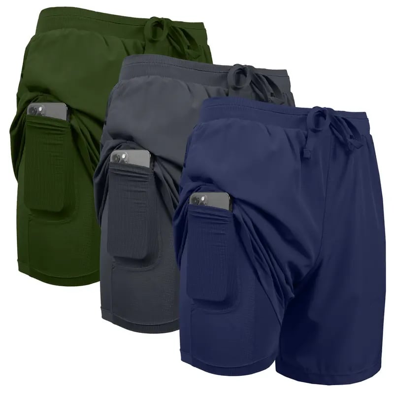 🎁TikTok Last Day Sale - 70% OFF🔥3-Pack Men's 2 in 1 Stretch Active Quick Dry Gym Running Shorts With Liner