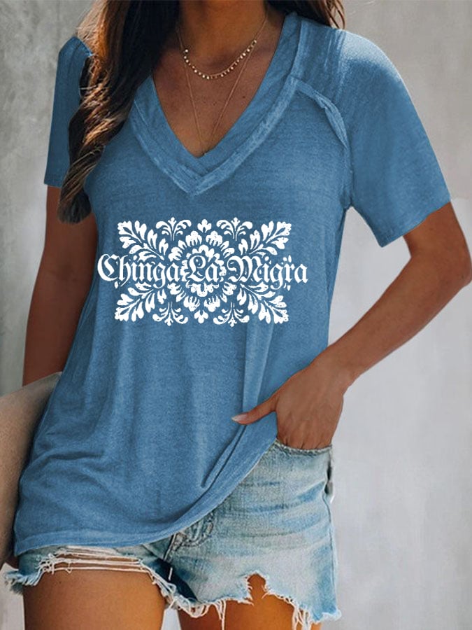 Women's Chinga La Migra Printed Casual T-Shirt