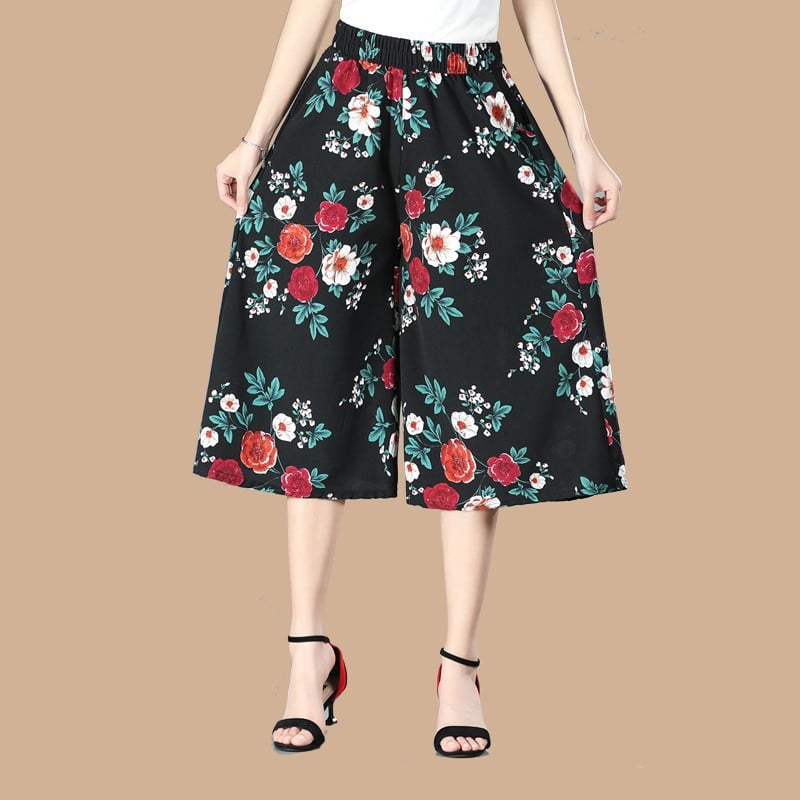 🏆Letzter Tag 49% Rabatt🔥Damen-Culottes mit weitem Bein und plissiertem Chiffon