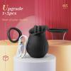 Rose Romeo - 3in1 Rose Sex Toy with 2 Suction Cups, Adult Toys Female Clitoral Nipple Vibrators with 10 Licking Sucking Vibrating