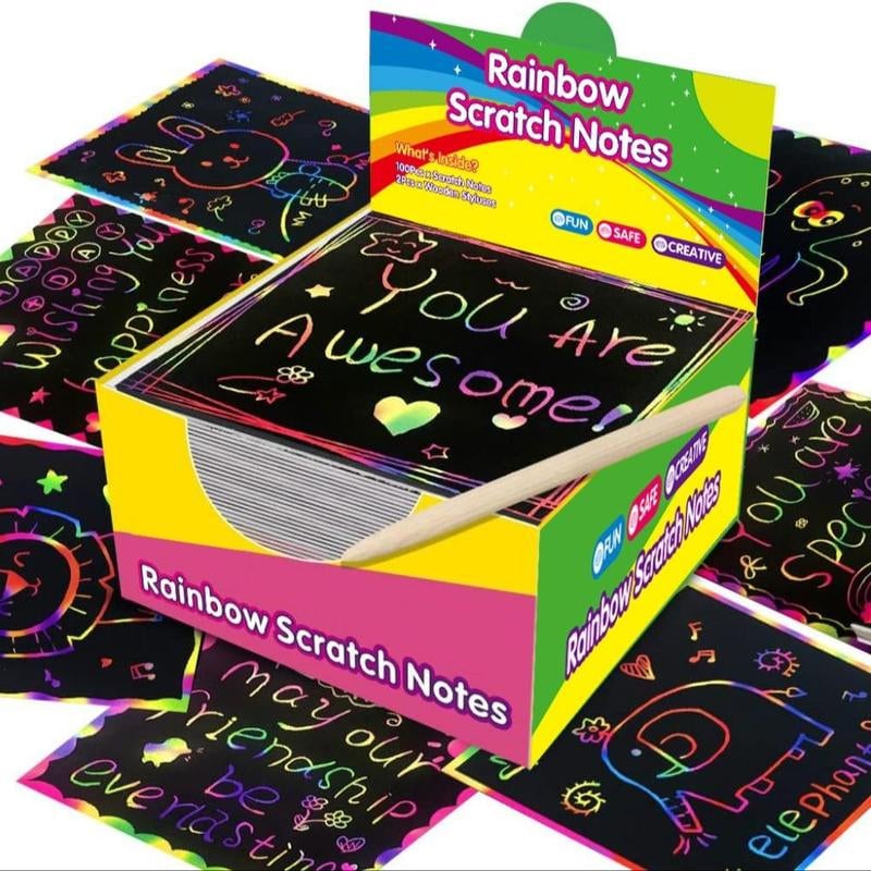 100 DIY Rainbow Magic Scratch Paper Art Set