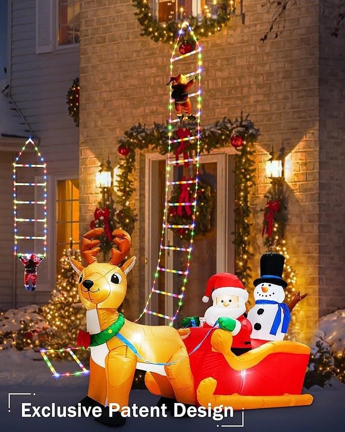 ⏰LAST DAY SALE 50% OFF💥Christmas LED Ladder Lights with Climbing Santa Claus