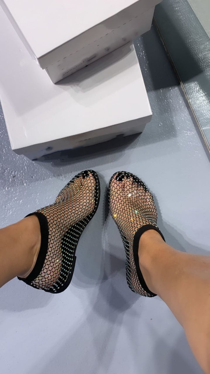 🔥Last Day Promotion - 50% OFF🎁Ultra comfortable shiny gem mesh flats🥿👗