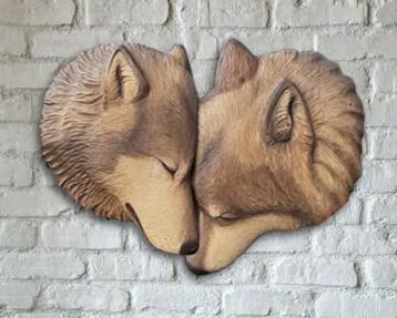 🔥Handcrafted - Wooden Wolf Carvings Wall Art