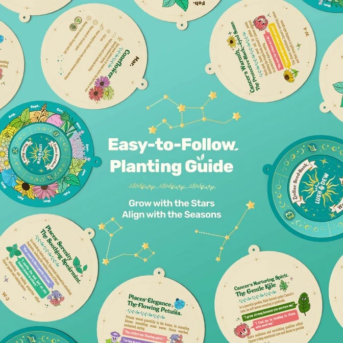 🔥LAST DAY 50% OFF💥Zodiac Seed Bank with Moon Calendar Gardening Gift 🌙 Moon-Guided Gardening Instructions Included