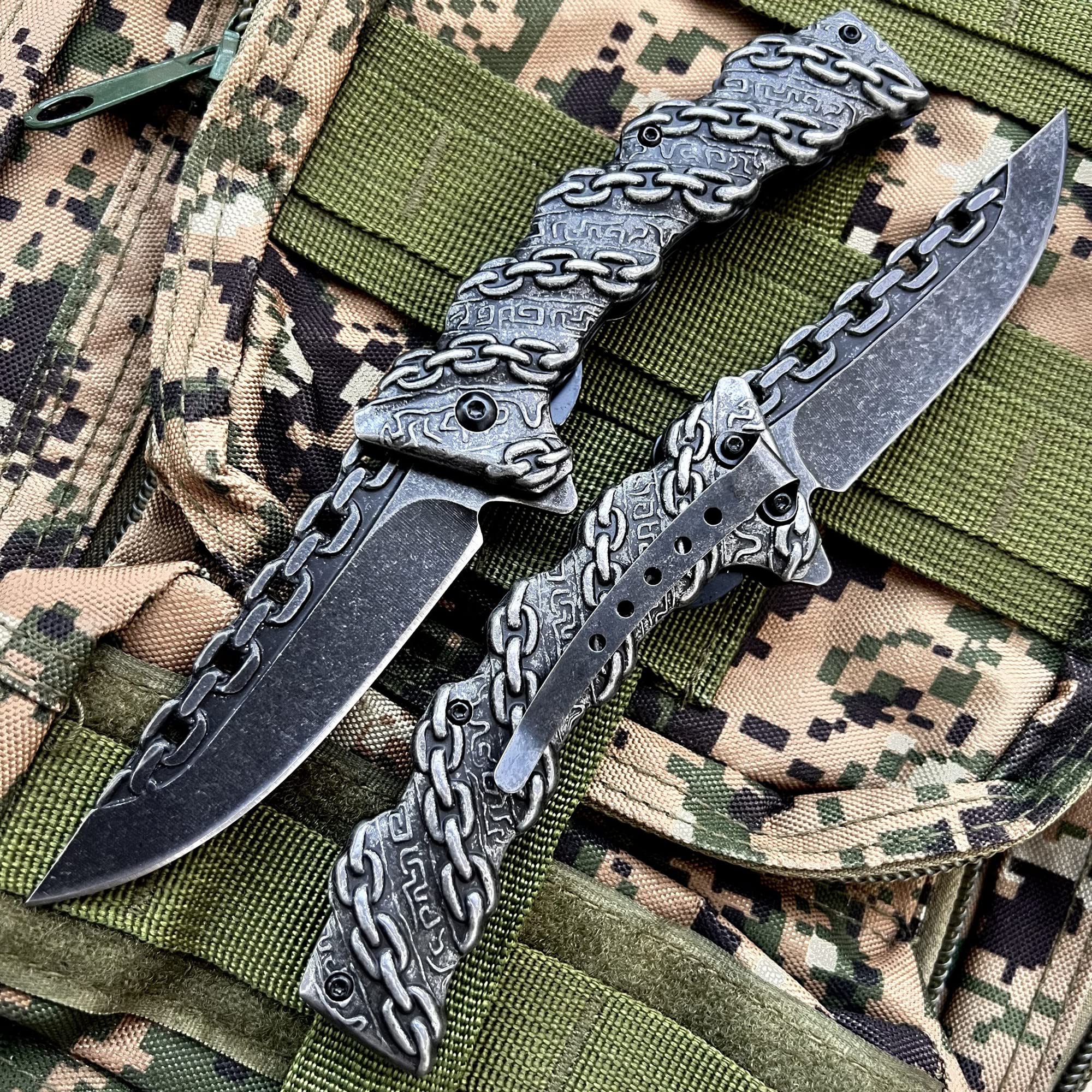 Embossed folding knife mountaineering portable camping knife for self-defense