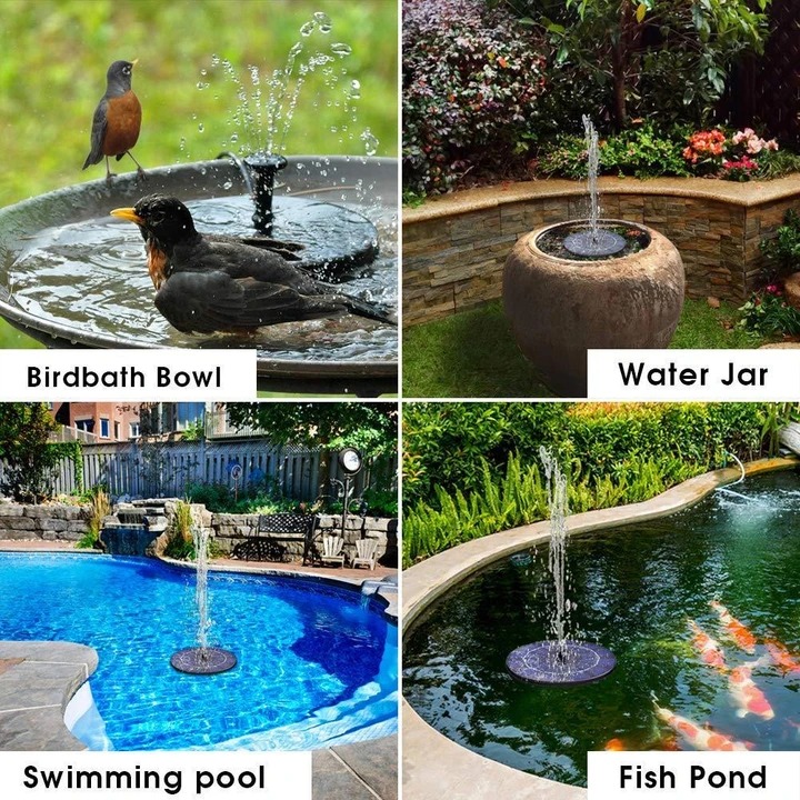 Solar-Powered Bird Bath Fountain Kit For Bird Bath, Garden, Pool