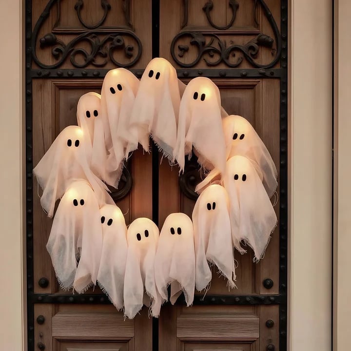 🏆✨ #1 Pick for Spooky Front Doors💥Lit Ghosts Wreath