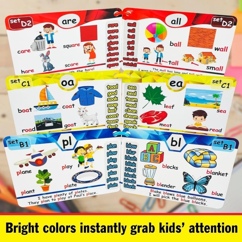 Phonics Flash Cards for Kids Ages 4-8 and Alphabet Flash Cards for Kids 3-6