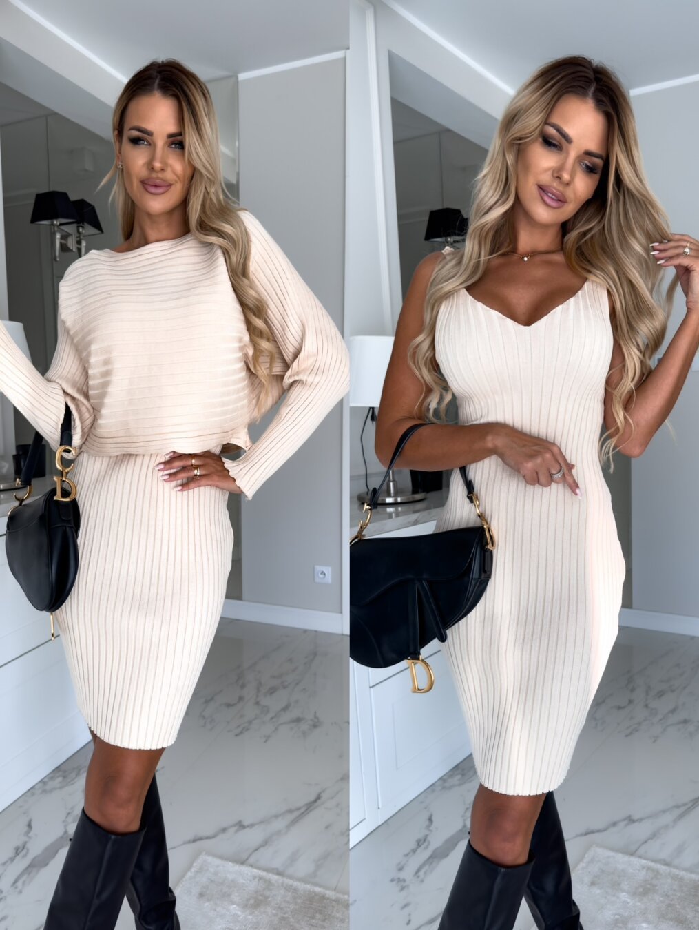 💃Knit Pullover Sweater and Cami Dress Set 🔥