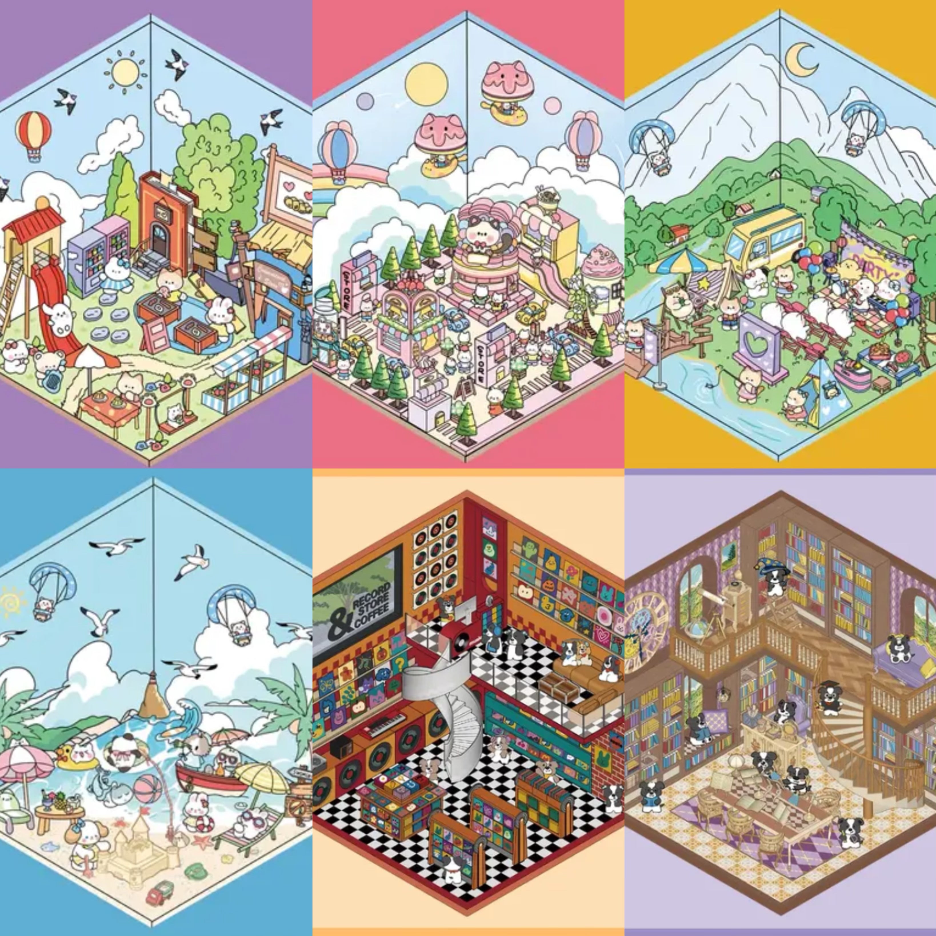 Sticker Scene: DIY Picnic|Magical Library|Spring Party|Beach|Amusement Park|Record Store